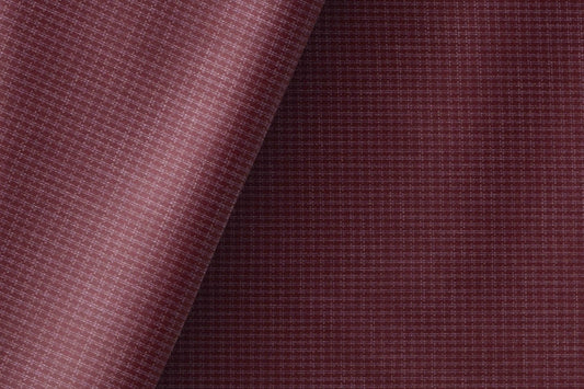 Super 90’s Adlantino Burgundy Micro-Check Poly Wool Suiting Fabric for Jodhpuris, Koti, Jackets, Suits & Pants