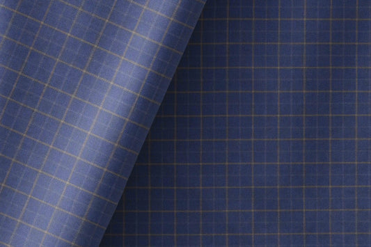 Ross Adlin Collection by Raymond Giza Rich Cotton – Royal Navy Ochre Micro Check