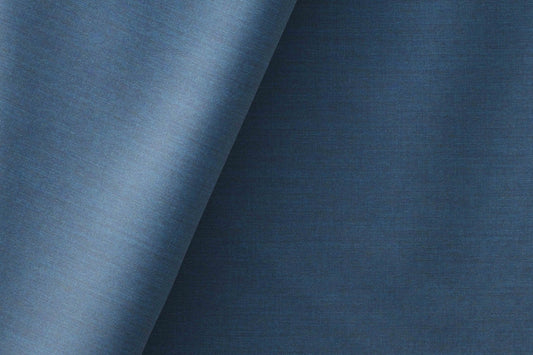 Adlantino Super 90’s Extrafine Merino Poly Wool Steel Blue Plain Micro Suiting Fabric for Jodhpuris, Jackets, Suits & Trousers