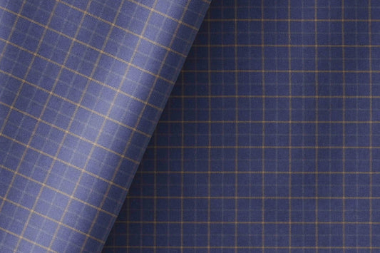 Ross Adlin Collection by Raymond – Giza Rich Cotton Navy Check Shirting Fabric