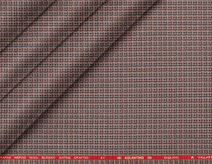 Super 90’s Extrafine Merino Wool Blended Suiting Fabric, Beige and Brown Multi-Grid Micro-Check, Crafted by Adlantino England