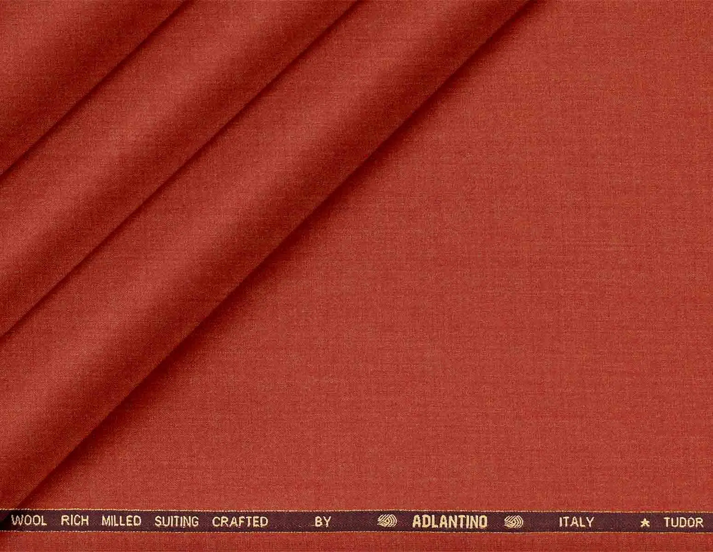 Super 130’s Wool-Rich Poly Wool Suiting by Adlantino Italy Tudor – Rust Plain Micro Structure