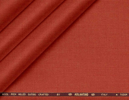 Super 130’s Wool-Rich Poly Wool Suiting by Adlantino Italy Tudor – Rust Plain Micro Structure