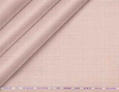 Poly Wool Glen Plaid Fabric – 55% Extrafine Polyester & 45% Merino Wool, Beige, Exclusive