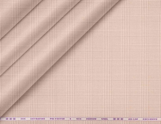 Poly Wool Glen Plaid Fabric – 55% Extrafine Polyester & 45% Merino Wool, Beige, Exclusive