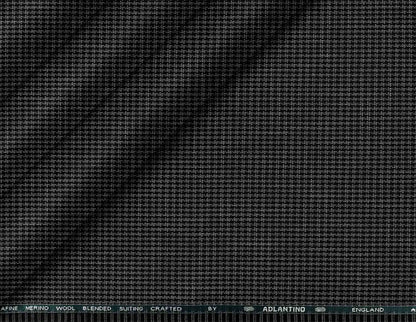 Super 90’s Adlantino Charcoal Micro-Check Poly Wool Suiting Fabric for Jodhpuris, Koti, Jackets, Suits & Pants