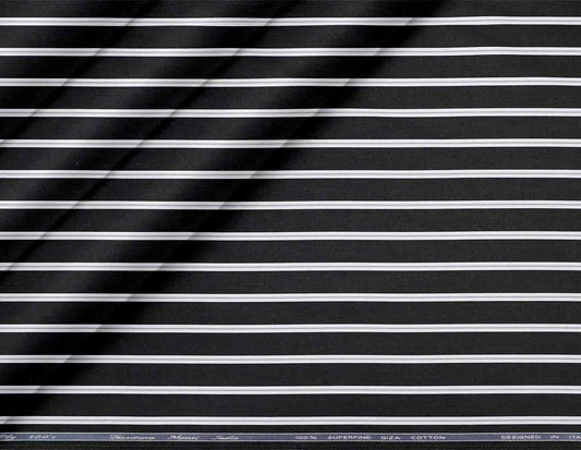 Super Ply 120’s Tessitura Monti India 100% Superfine Giza Cotton – Black White Bold Stripe