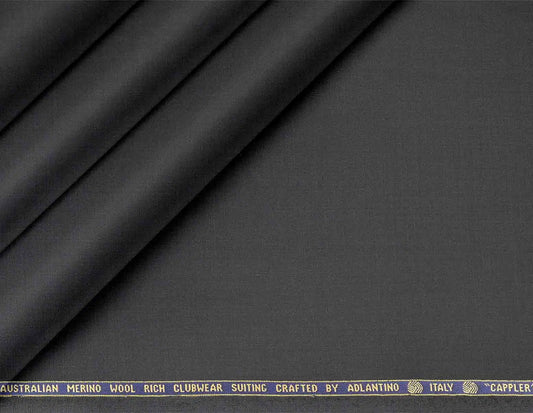 Super 130’s Australian Merino Wool Rich Clubwear Suiting – Graphite Smoke Grey Plain Micro-Structure Poly-Wool Fabric for Jodhpuri, Koti, Jackets, Suits & Pants