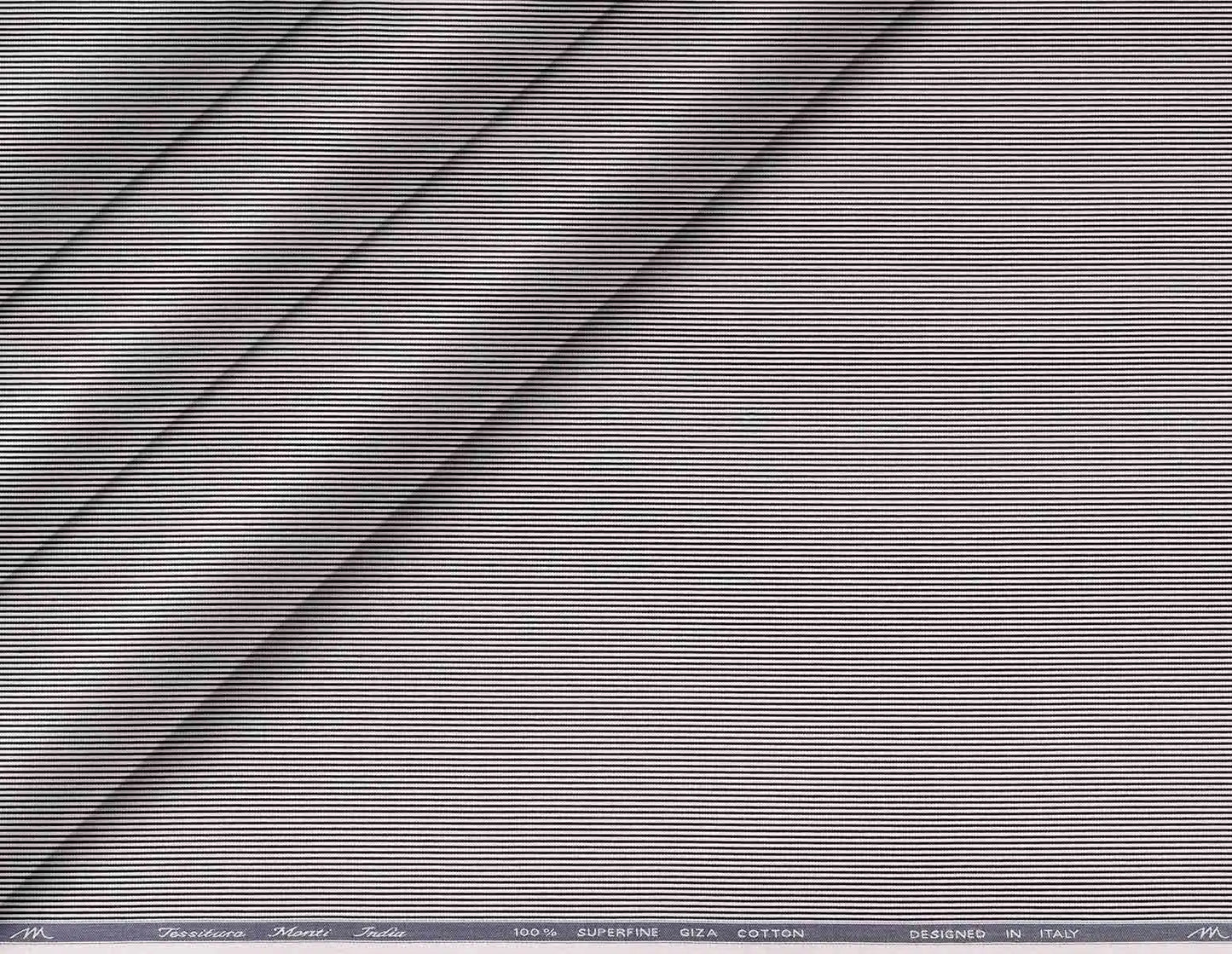 Black White Lining Micro Superfine Giza Cotton by Tessitura Monti