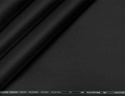 Charcoal Black Super 90’s Poly Wool Suiting Fabric by Adlantino for Jodhpuri Suits, Jackets and Trousers.