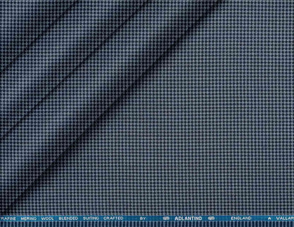 Super 90’s Extrafine Merino Wool Poly-Wool Micro Checks Suiting – Blue Adlantino England Collection