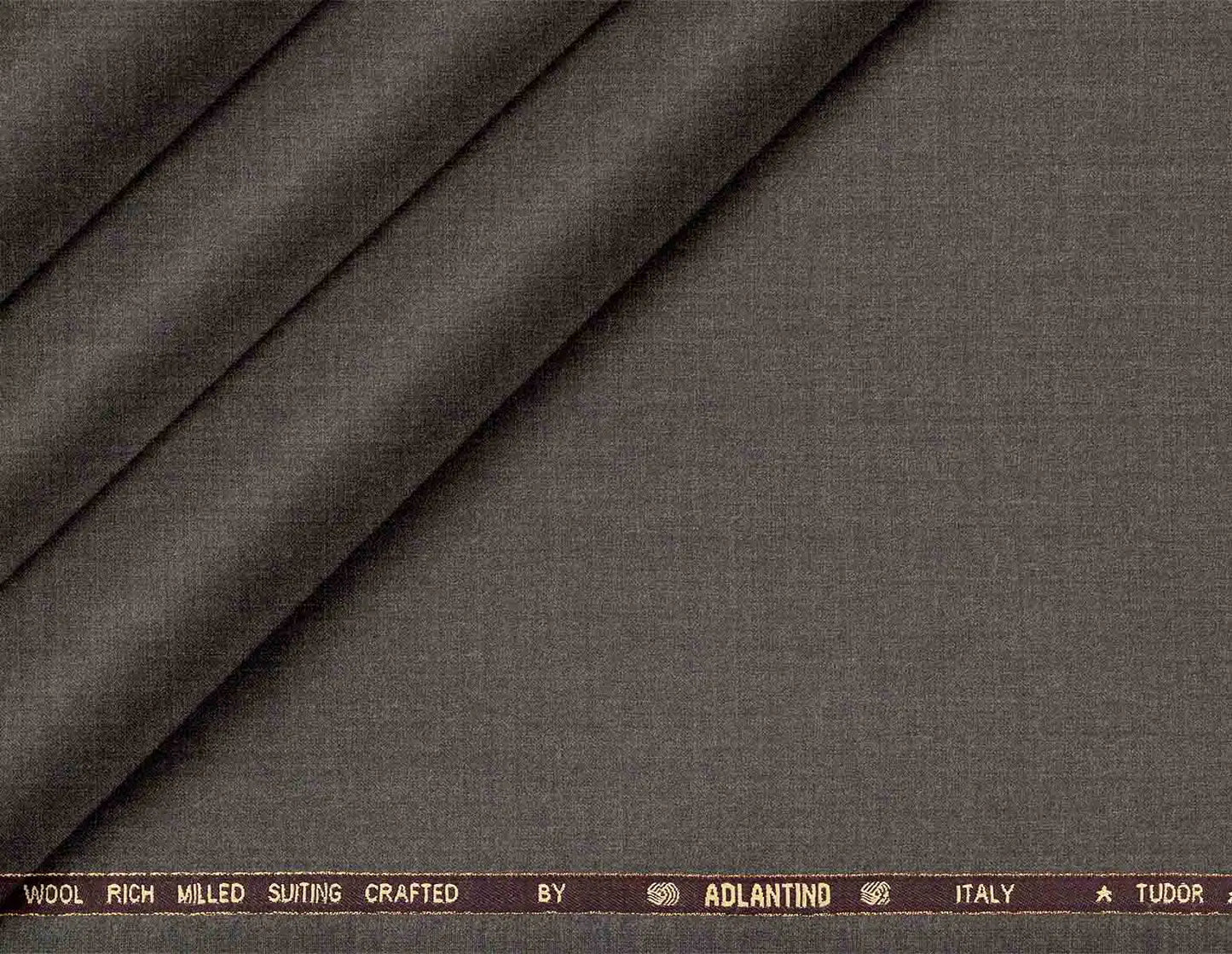 Super 130’s Wool-Rich Poly Wool Suiting – Adlantino Italy Tudor, Milled Plain Micro Structure (Charcoal Grey)