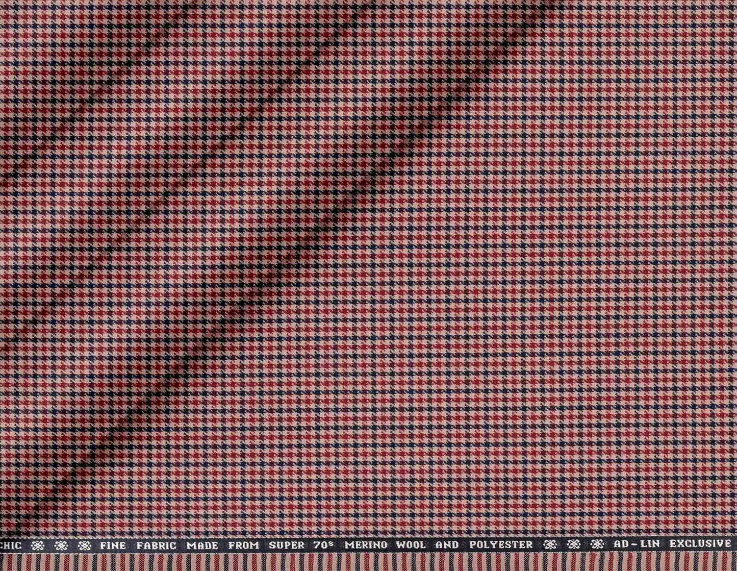 Chic Fine Merino Wool Polyester Blend Micro Checks Suiting
