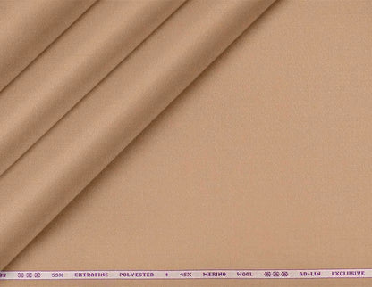 Celebs Poly-Wool Blend: 55% Extrafine Polyester, 45% Merino Wool in Elegant Beige Micro Plain Weave for Contemporary Menswear