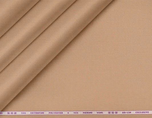 Celebs Poly-Wool Blend: 55% Extrafine Polyester, 45% Merino Wool in Elegant Beige Micro Plain Weave for Contemporary Menswear