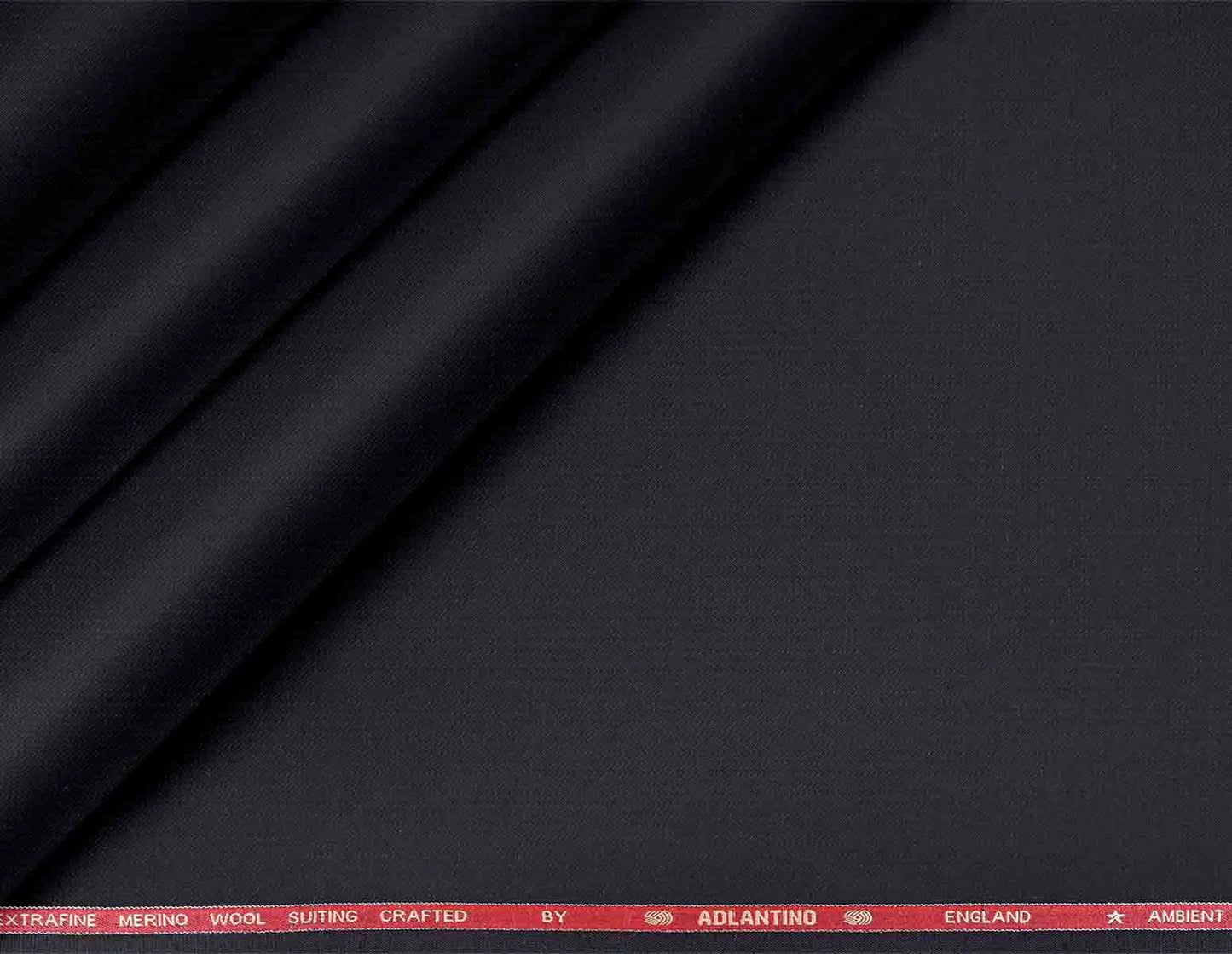 "Ambient Super 110’s Extrafine Merino Wool Black Plain Suiting by Adlantino"