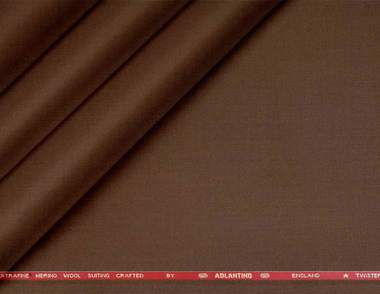 Super 110’s Extrafine Merino Wool Poly-Wool Suiting by Adlantino – Chestnut Brown Timeless Tailoring Fabric for Modern Men.