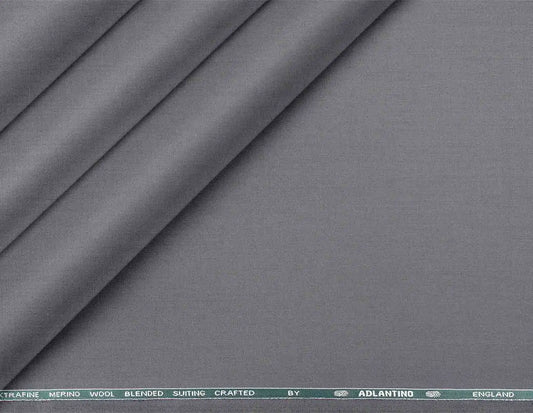 Medium Grey Super 90’s Poly Wool Suiting Fabric by Adlantino for Jodhpuri Suits, Jackets and Trousers.