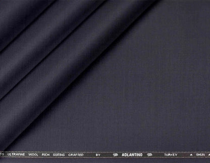 Super 140’s Ultrafine Wool Rich Micro-Structure Suiting – Ink Navy Charcoal Poly-Wool Fabric for Jodhpuri, Koti, Jackets, Suits & Pants