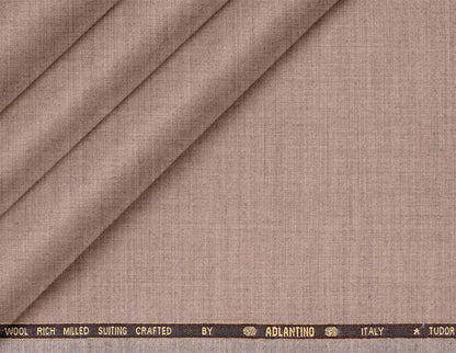 Sand Beige Poly Wool Super 130’s Wool Rich Milled Suiting by Adlantino Italy