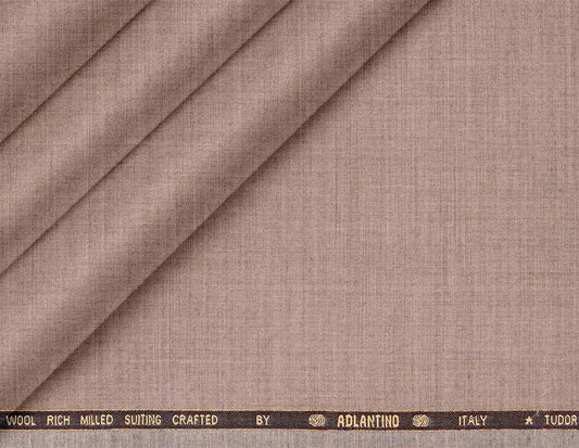 Sand Beige Poly Wool Super 130’s Wool Rich Milled Suiting by Adlantino Italy