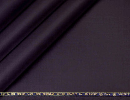 Elegant Deep Plum Super 130’s Australian Merino Wool Poly Wool Suiting Fabric