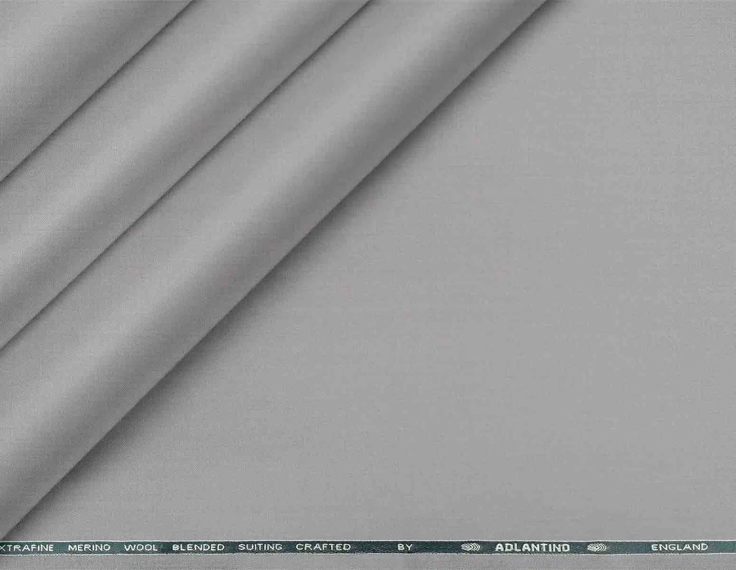 Light Silver Grey Super 90’s Poly Wool Suiting Fabric by Adlantino for Jodhpuri Suits and Jackets