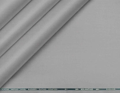 Light Silver Grey Super 90’s Poly Wool Suiting Fabric by Adlantino for Jodhpuri Suits and Jackets