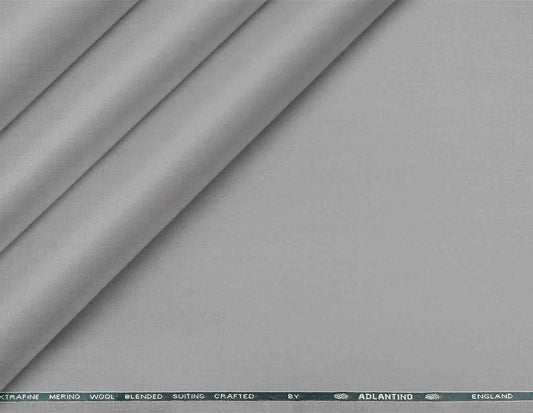 Light Silver Grey Super 90’s Poly Wool Suiting Fabric by Adlantino for Jodhpuri Suits and Jackets