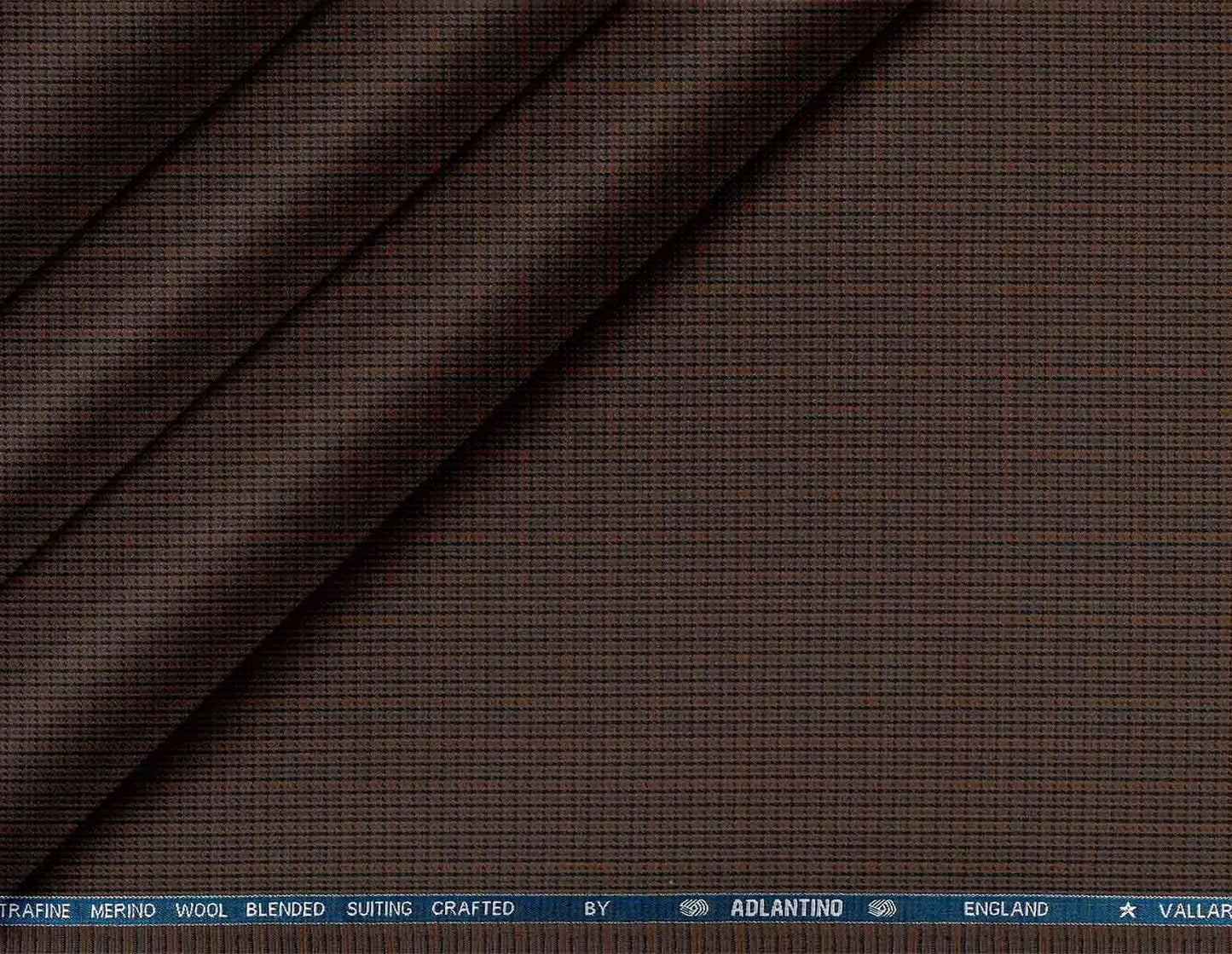 Super 90’s Adlantino Chocolate Micro-Check Poly Wool Suiting Fabric for Jodhpuris, Koti, Jackets, Suits & Pants.