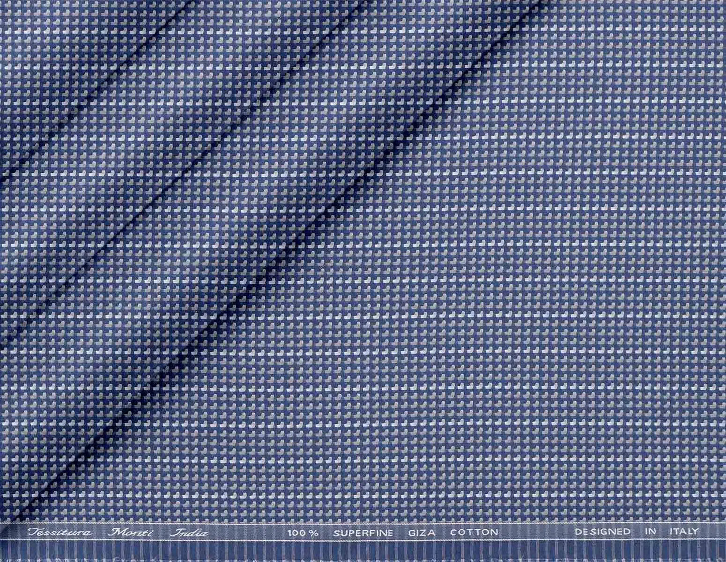 Tessitura Monti India 100% Superfine Giza Cotton – Charcoal Blue Dobby Micro Dots