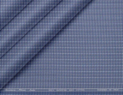 Tessitura Monti India 100% Superfine Giza Cotton – Charcoal Blue Dobby Micro Dots