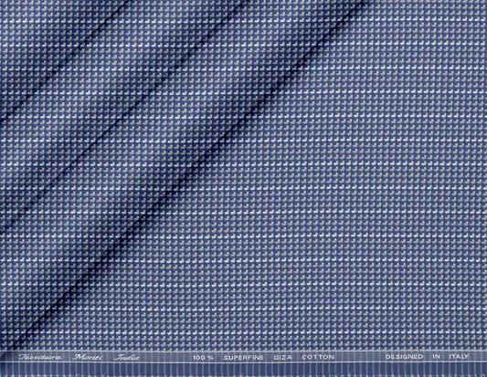 Tessitura Monti India 100% Superfine Giza Cotton – Charcoal Blue Dobby Micro Dots