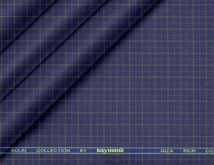 Ross Adlin Collection by Raymond – Giza Rich Cotton Navy Check Shirting Fabric