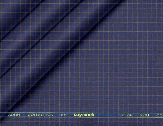 Ross Adlin Collection by Raymond – Giza Rich Cotton Navy Check Shirting Fabric