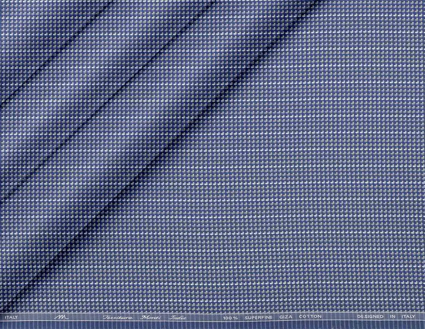 Tessitura Monti India 100% Superfine Giza Cotton – Cornflower Blue Dobby Micro Dots