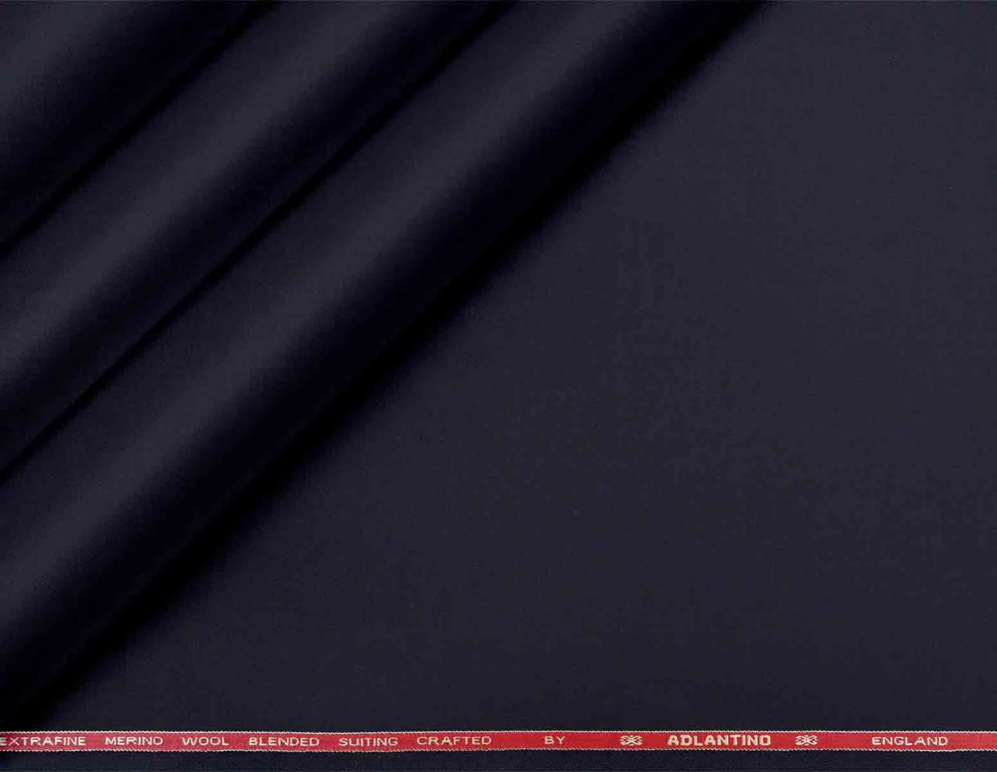 Adlantino Super 90’s Extrafine Merino Poly Wool Midnight Navy Plain Micro Suiting Fabric for Jodhpuris, Jackets, Suits & Trousers
