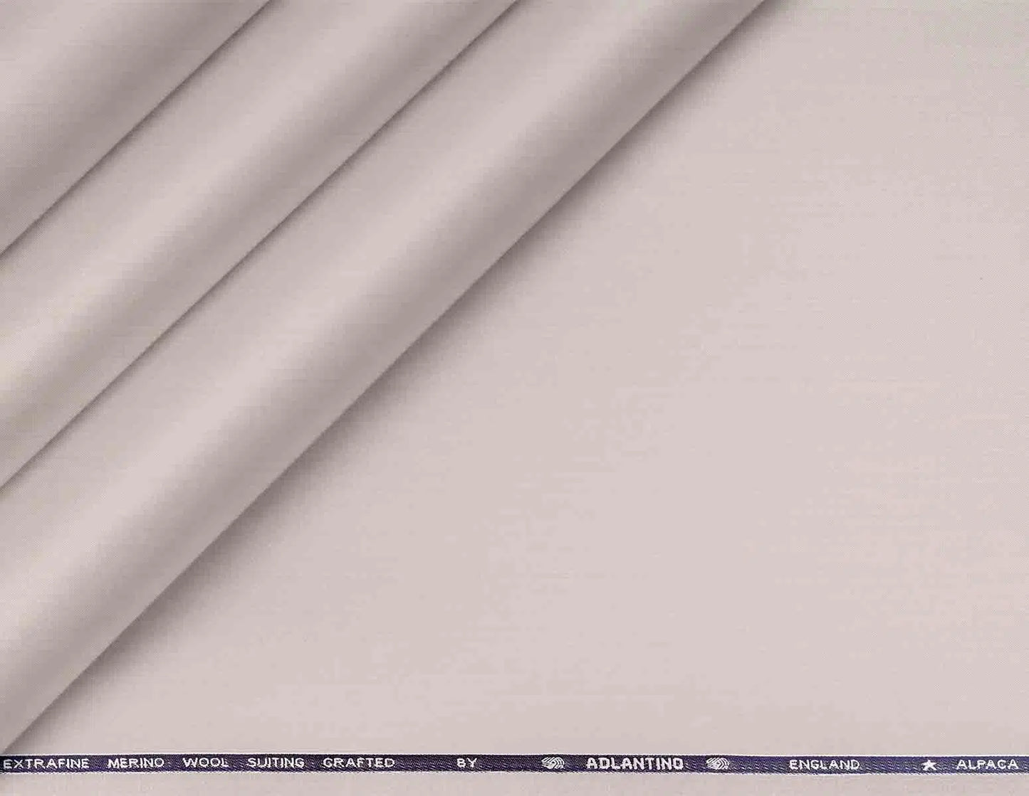 "Super 110’s Extrafine Merino Wool Light Pearl Plain Suiting by Adlantino England"