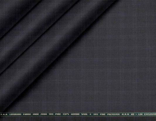Creemar Luxurious Poly Wool Fabric – 70% Pure 120s Merino Wool & 30% Fine Polyester, Checked Pattern Suiting