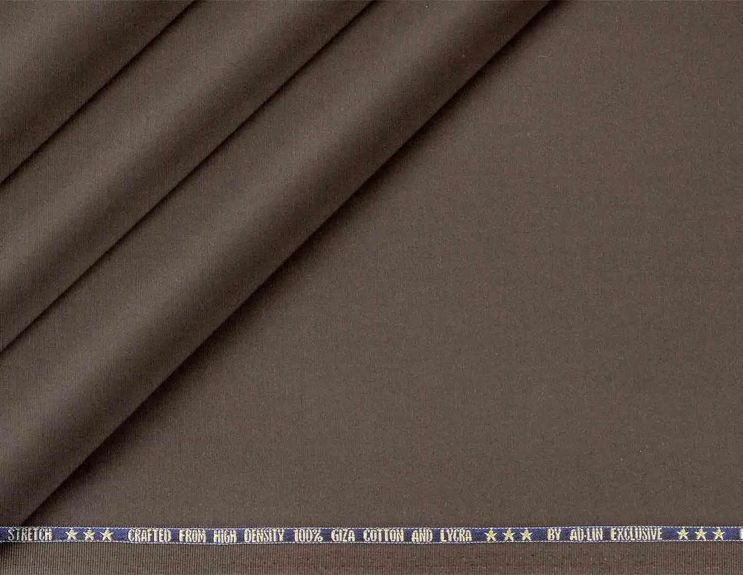 Chocolate Brown Mold Stretch High Density Giza Cotton Lycra Lining Fabric for Modern Menswear