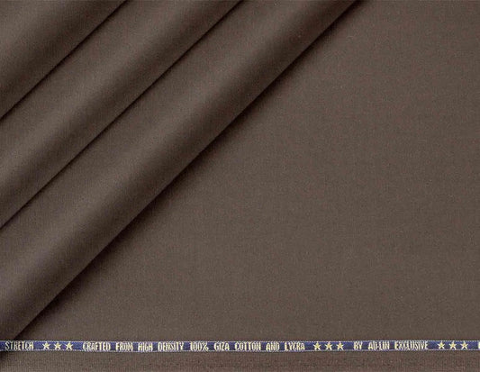 Chocolate Brown Mold Stretch High Density Giza Cotton Lycra Lining Fabric for Modern Menswear
