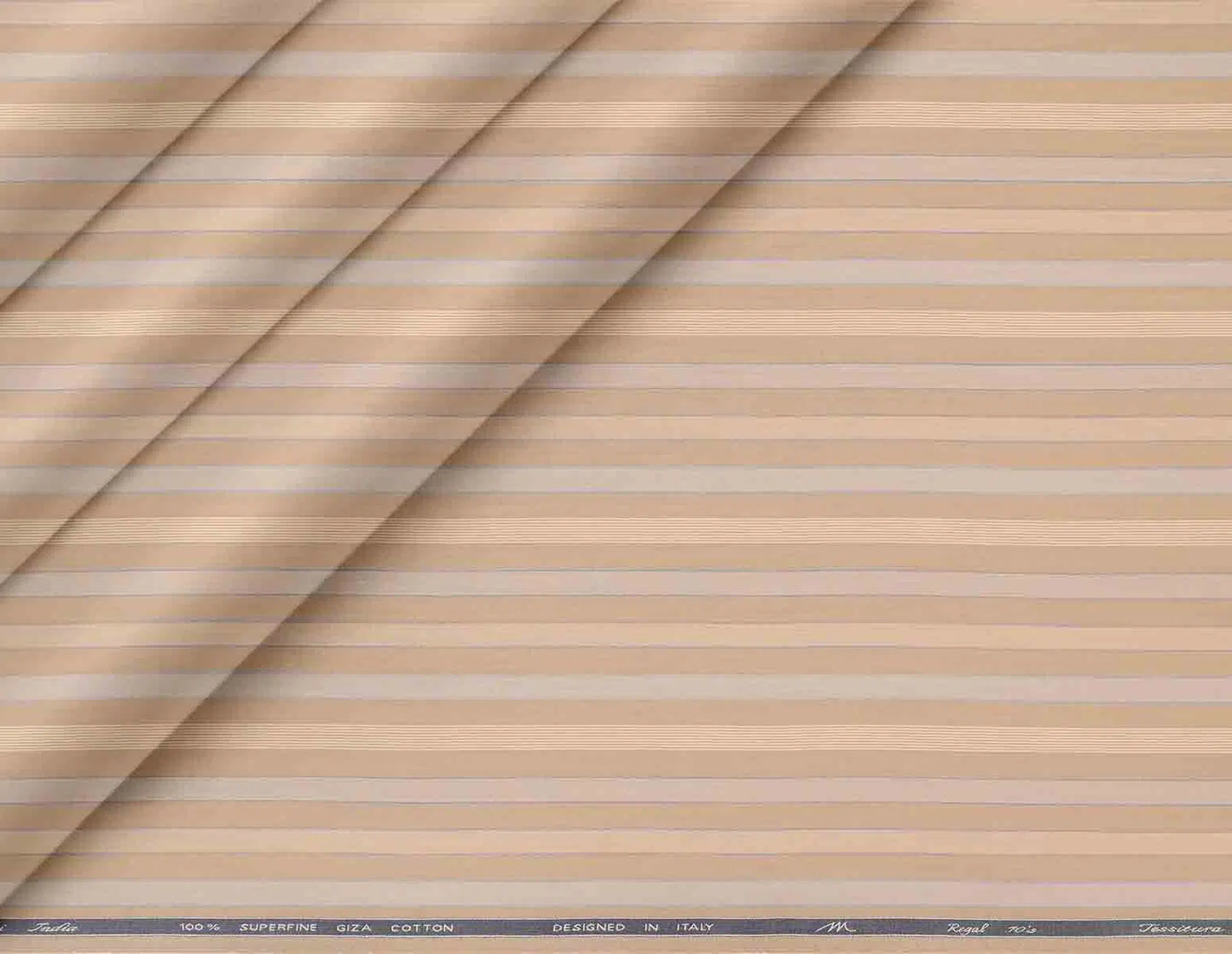 Beige Stripe Tessitura Monti 100% Giza Cotton Lining Fabric