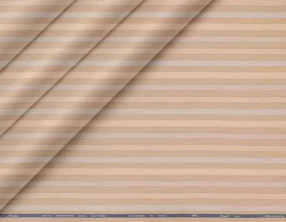 Beige Stripe Tessitura Monti 100% Giza Cotton Lining Fabric