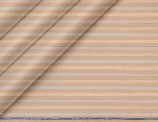 Beige Stripe Tessitura Monti 100% Giza Cotton Lining Fabric