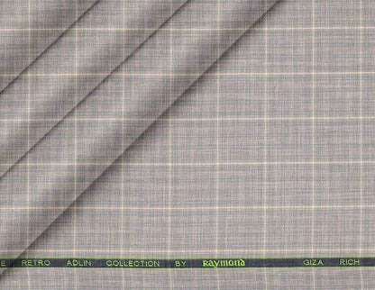 Soft Grey Melange Check Giza Rich Cotton Shirting Fabric by Raymond Melange Retro Adlin Collection