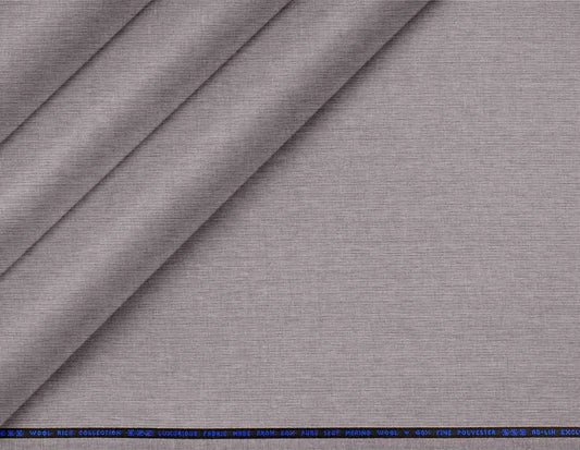 Castrum Wool Rich Collection Light Grey Poly-Wool Fabric—60% Pure 120s Merino Wool, 40% Fine Polyester, Ideal for Modern Men's Jackets, Suits & Pants.