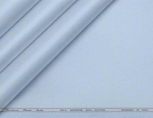 Tessitura Monti India 100% Superfine Giza Cotton – Ice Blue Dobby Micro Dots