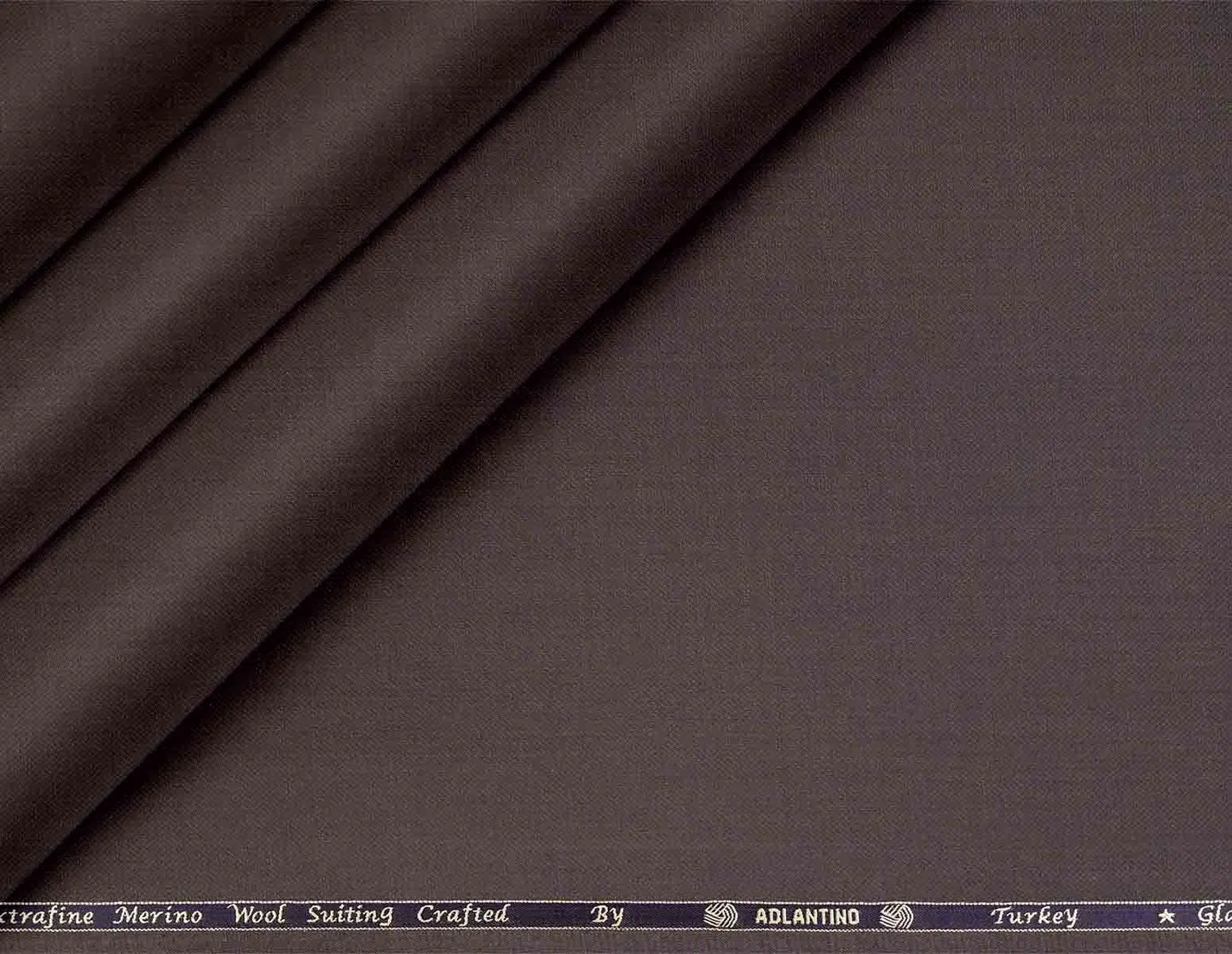 Super 130’s Extrafine Merino Wool Poly-Wool Suiting by Adlantino – Coffee Brown Modern Tailoring Fabric for Men.
