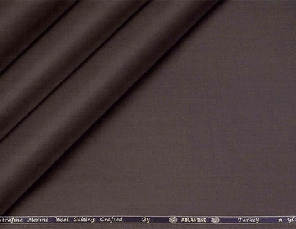 Super 130’s Extrafine Merino Wool Poly-Wool Suiting by Adlantino – Coffee Brown Modern Tailoring Fabric for Men.