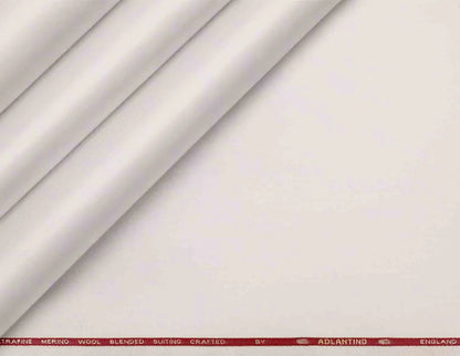 Adlantino Super 90’s Exrafine Merino Poly Wool Off‑White Plain Micro Suiting Fabric for Jodhpuris, Jackets, Suits & Trousers.